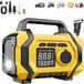 Compresseur portable 12V - Pompe à air électrique - Manomètre numérique LCD - Arrêt automatique - Lampe LED - Convient pour voiture, moto, vélo, ballon - Jaune