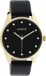 OOZOO Timepieces - Goudkleurig dames polshorloge met zwarte leren band - C11049