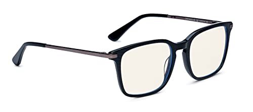 Bollé Safety PRBCHIC108 CHICAGO contrabril, kleurloze pc-lens, PRB420-technologie, blauw lichtblocker, zwart acetaatframe en gunmetal voor heren