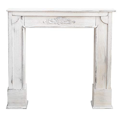 Rebecca Mobili Decoratieve fotolijst shabby, houten open haard, wit, design vintage, Living - afmetingen 100 x 105 x 21 cm (HxBxD) - Art. RE4863