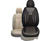 BREMER SITZBEZÜGE Stoelhoezen geschikt voor Volvo S60 Cross Country vanaf 2014 PS806 zwart met blauwe naad