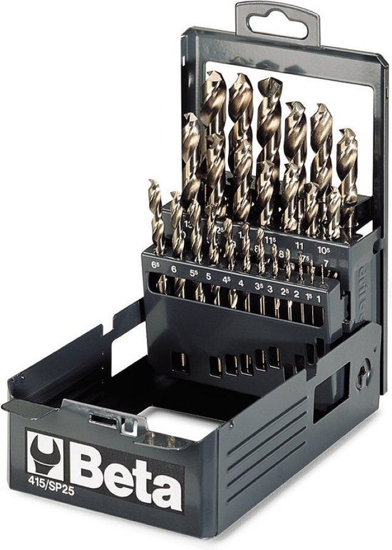 BETA Set spiraalboren, korte uitvoering HSS-CO 8% volledig geslepen (art. 415) in kistje 415/SP19