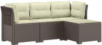 vidaXL Tuinbank 4-Zitter met Kussens Rattan Look PP Lichtgrijs