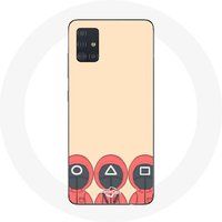 Maniacase Etui voor Samsung Galaxy A71 Inktvis Game Maskers Vierkant Driehoek en Cirkel Fan Art