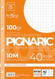 Pigna 022223710, vervanging met versterkte tape, liniatuur 10, geruit 1 cm voor 1e klas, papier 100 g/m², verpakking van 40 vellen