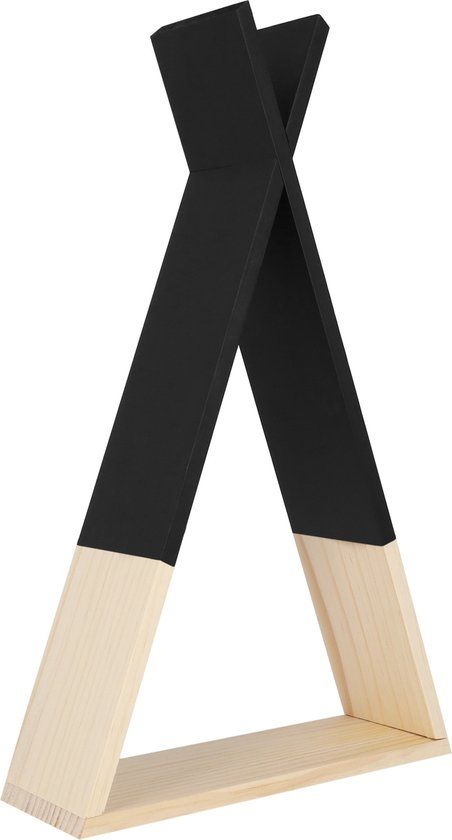 QUVIO Decoratieve Wandplank - Driehoek - Hout - Zwart en beige