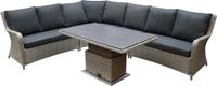 AVH-Collectie Bilbao dining hoek loungeset 9-delig grijs verstelbare tafel