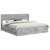 vidaXL Bedframe met opbergruimte en hoofdbord Betongrijs 200 x 200 cm