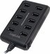 LogiLink USB 2.0 Hub - 10-Port with On/Off Switch - Black