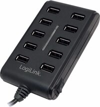 LogiLink USB 2.0 Hub - 10-Port with On/Off Switch - Black