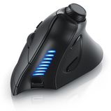 CSL Verticale muis, draadloos met Bluetooth 4.0 en 2,4 GHz, ergonomische muis met multimedia-draaiknop, 800-1600 dpi, 500 mAh batterij, zwart