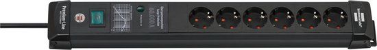 Brennenstuhl Premium-Line - Stekkerdoos - 6-voudig - Overspanningsbeveiliging - Zwart