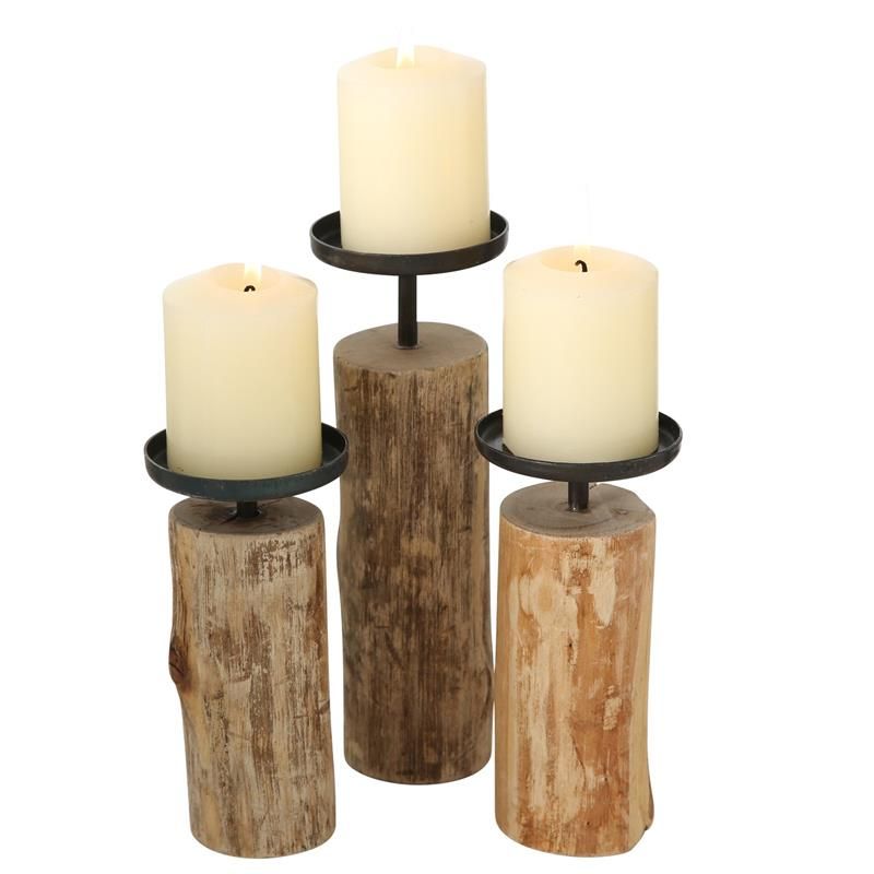 Boltze Home Kandelaar Voor Stompkaars Set A 3 - Hout