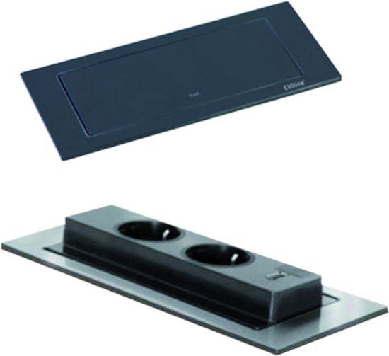 EVOline BackFlip Contactdoos - 2-voudig + USB - Mat Zwart