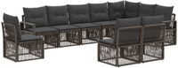 vidaXL Tuinbank Set 10-delig Grijs Polyrattan