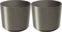 Prosperplast Plantenpot/bloempot Babylon - 2x - kunststof - titanium grijs - D18 x H18 cm