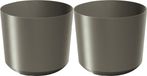 Prosperplast Plantenpot/bloempot Babylon - 2x - kunststof - titanium grijs - D18 x H18 cm