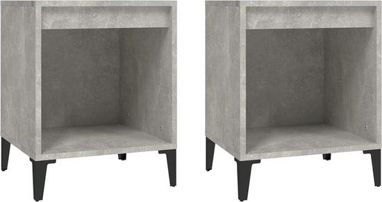 vidaXL Nachtkastjes 2 stuks 40x35x50 cm betongrijs