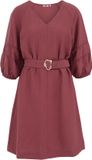 WE Fashion Dames jurk met ballonmouwen en ceintuur