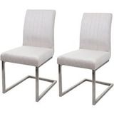 HWC Set van 2 sledestoelen HWC-L14, bezoekersstoel conferentiestoel, fluweel geborsteld roestvrij staal ~ crème-wit