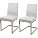 HWC Set van 2 sledestoelen HWC-L14, bezoekersstoel conferentiestoel, fluweel geborsteld roestvrij staal ~ crème-wit