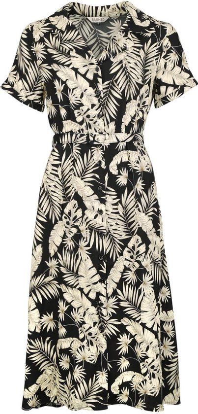 Banned Retro Banned Yvette Dames Midi-jurk - zwart/bruin - M