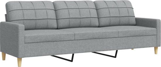 vidaXL Driezitsbank 210 cm stof lichtgrijs