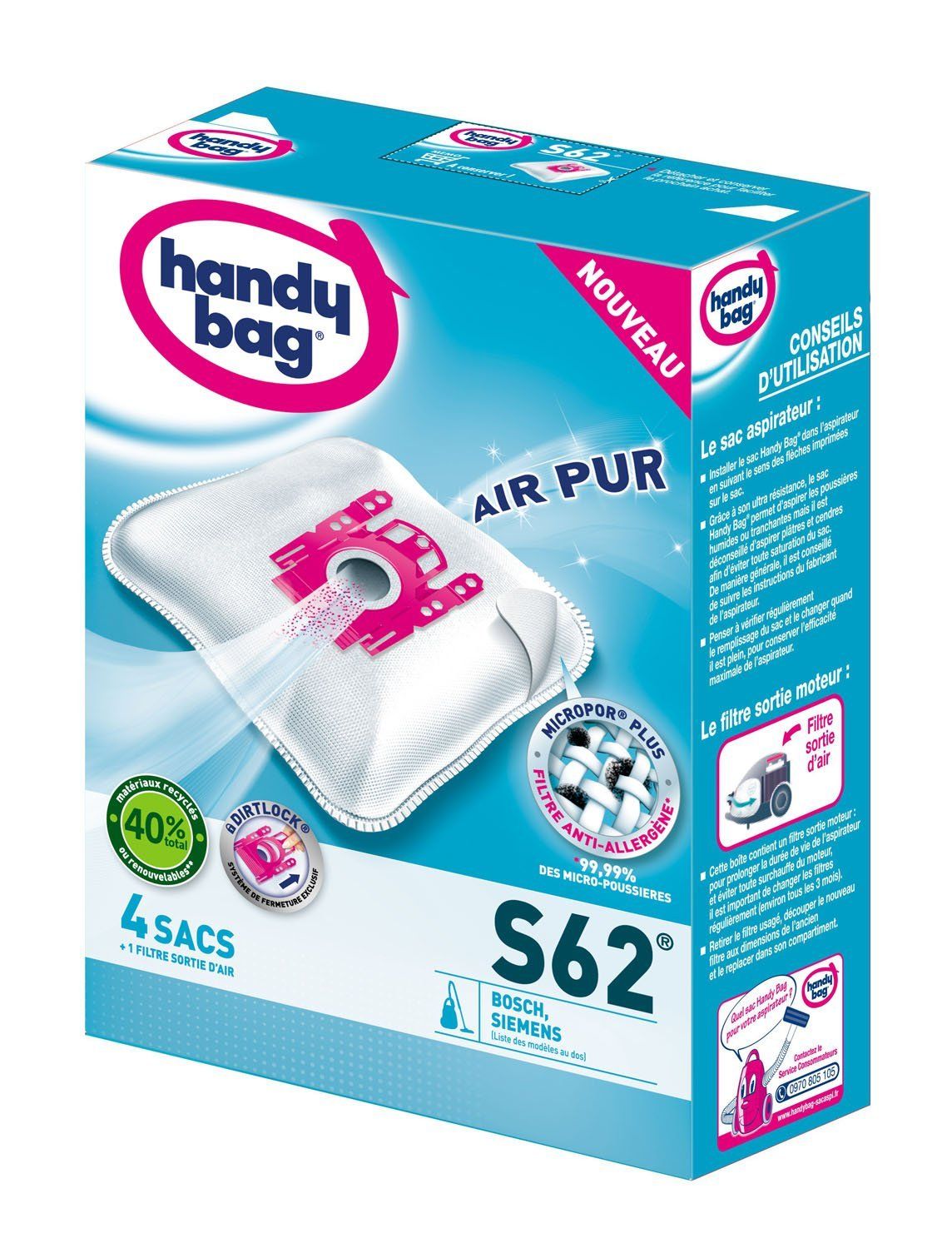 Handy Bag S62 - Stofzuiger accessoires - wit