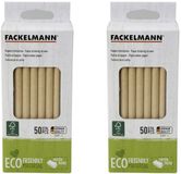Fackelmann Set van 2 dozen met 50 rietjes van stevig bruin papier 15 cm