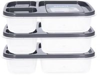Hobby Life Vershoudbakjes - 3x - 1.15L - 3-vaks - 23 cm - mealprep - bewaarbakjes - antraciet