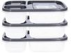 Hobby Life Vershoudbakjes - 3x - 1.15L - 3-vaks - 23 cm - mealprep - bewaarbakjes - antraciet