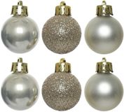 Decoris - Kerstballen - 14 stuks - Kunststof - Champagne - 3 cm - Glans/Mat/Glitter