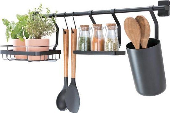 iDesign Austin Keukenrek - Hangend - Zwart Metaal