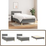 vidaXL Boxspring met matras, stof, donkergrijs, 100x200 cm