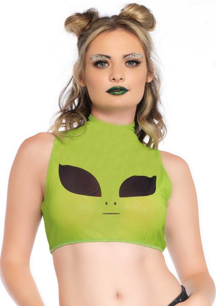 Leg Avenue Crop top -L- Alien Mesh Groen