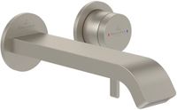 Villeroy & Boch Dawn wastafeluitloop set - zonder pop up - wandmontage afbouwdeel - Brushed Nickel (rvs) TVZ10600300064