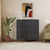 [en.casa] commode Nykapin commode avec 3 tiroirs 80x80x40 cm noir