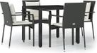vidaXL 5-delige Tuinset met Kussens, Poly Rattan, Zwart