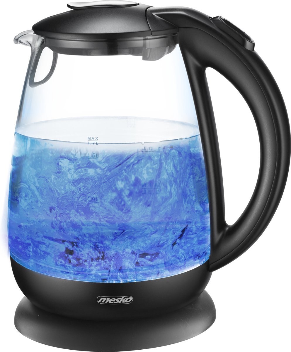 Mesko Elektrische Waterkoker 1,7 L Glas kan - 2200W – - Zwart