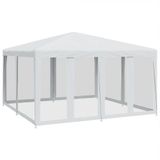 vidaXL Partytent met 8 mesh-zijpanelen, wit, 4x4 meter, HDPE