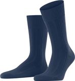 FALKE Lhasa Rib eenkleurig wol kasjmier sokken heren blauw - maat 39-42