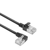 ACT Zwarte 3 m U/FTP CAT6A LSZH Slimline patchkabel met RJ45 connectoren recht naar 90° haaks links DA1903