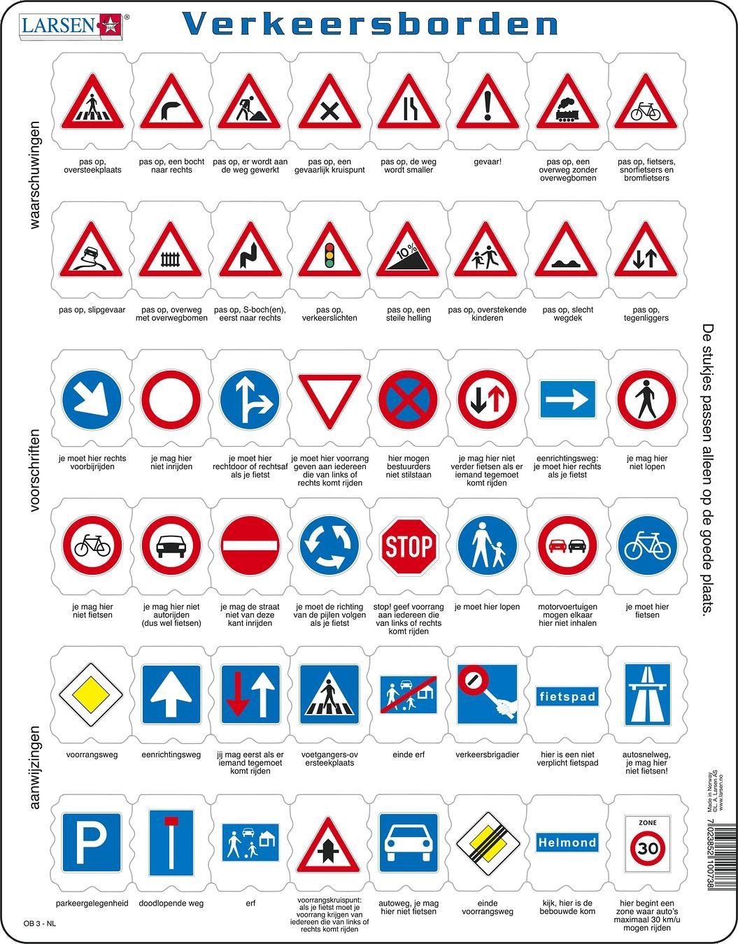 Larsen Maxi Verkeersborden 48 stukjes - Puzzel - 3+ jaar