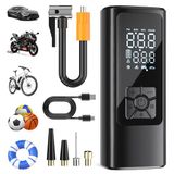 HOVVIDA Draagbare Bandenpomp, Draadloze Autobandenpomp 150 PSI (10,3 bar), Snel oppompen, Automatische uitschakeling, 5200 mAh, LED, Luchtpomp voor Auto, Motor, Fiets, Bal
