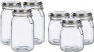 Vivalto Set de 6 pots de conservation de cuisine de luxe avec couvercle à rabat, verre, transparent, 1000 et 1500 ml