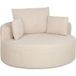Canapé Pouf Rond En Chenille, Grande Assise, 2 Coussins, 1 Dossier, 1 Traversin, Charge 250kg, 130x130x82cm, Crème
