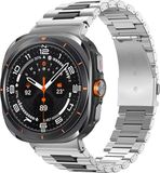 Bandz Stalen schakel band 'Deluxe' - luxe metalen bandje geschikt voor Samsung Galaxy Watch Ultra 2 (2026) / Ultra (2024/2025) - inclusief horloge inkort set (zilver/zwart)