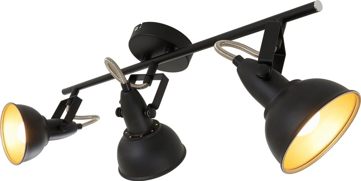 Briloner Leuchten SOFT Plafondlamp - Zwart-Goud - Metaal - 3 Spots - E14