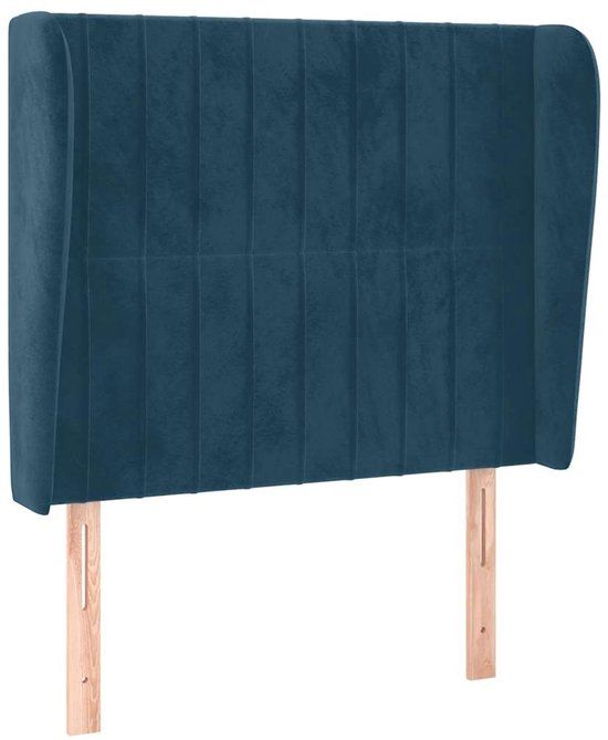 vidaXL Hoofdbord met randen 93x23x118/128 cm fluweel donkerblauw