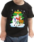 Bellatio Decorations Shoppartners Bv Kerst shirt / t-shirt zwart - Santa / kerstman en zijn dierenvriendjes voor peuters / kinderen - jongen / meisje 86